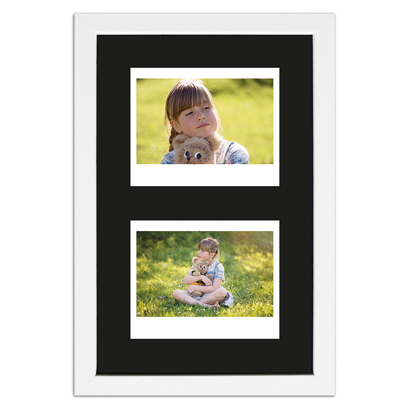 Cadre pour 2 photos immédiats - Typ Instax Wide 24,6x15,7 cm | blanc, avec veinure | verre standard